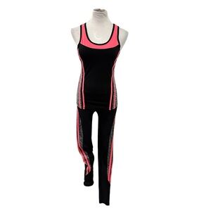 XJ Boost Coral Pink & Black Matching Workout Set - Size S/M